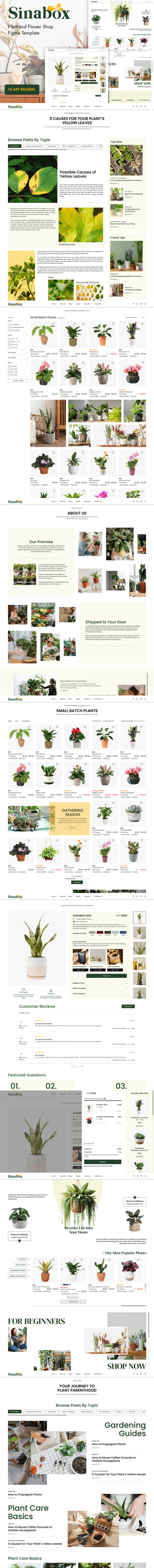 Sinabox – 植物商店电子商务 Figma 模板