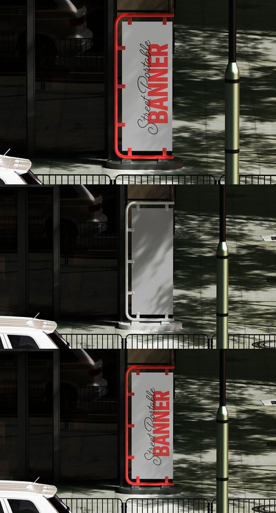 城市街道横幅广告样机