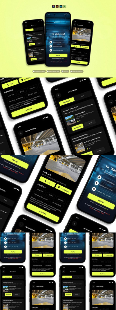 停车位 – 移动应用 UI 套件