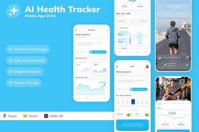 AI健康追踪器移动应用UI套件