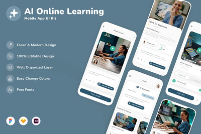 AI在线学习移动应用UI套件