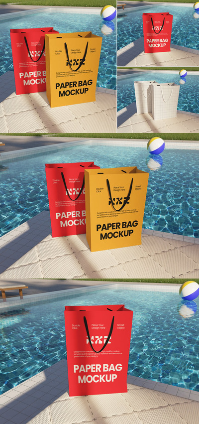 泳池边的纸袋模型