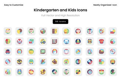 幼儿园和儿童图标