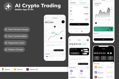 AI加密货币交易移动应用UI套件