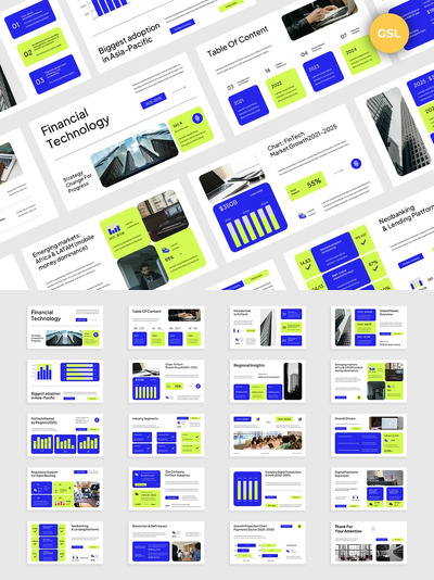 蓝色金融科技谷歌幻灯片 003