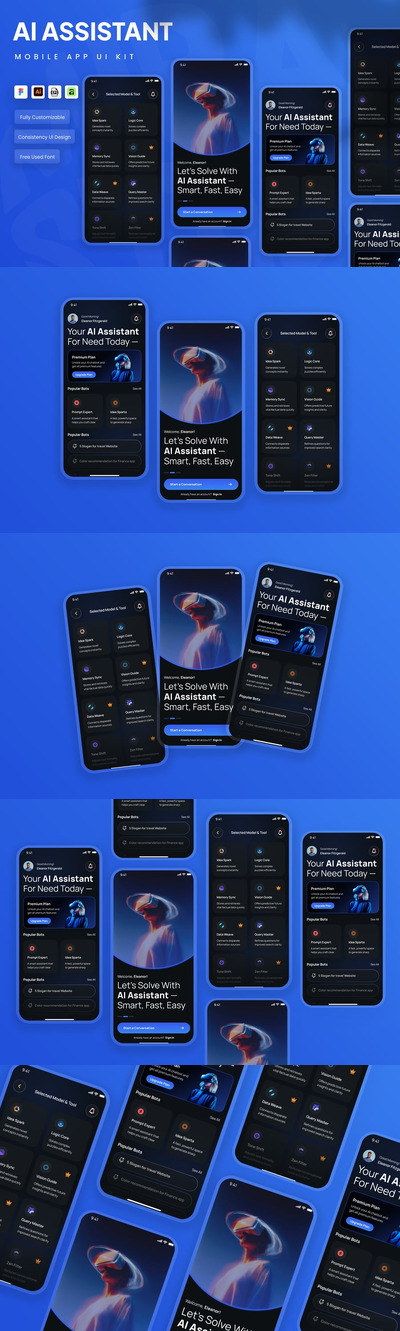 AI 助手应用 移动应用 UI 套件