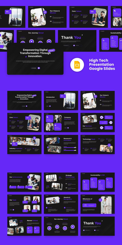 黑紫色高科技谷歌幻灯片