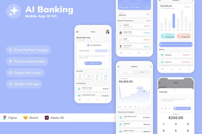 AI银行移动应用UI套件