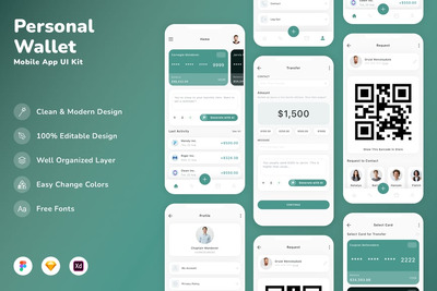 个人钱包移动应用 UI 套件