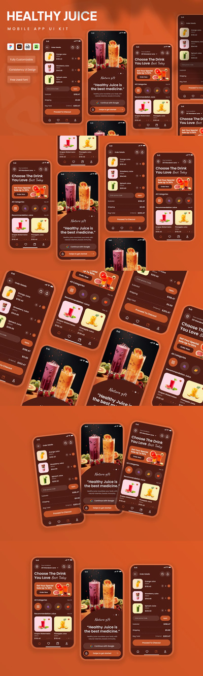 健康果汁移动应用 UI 套件