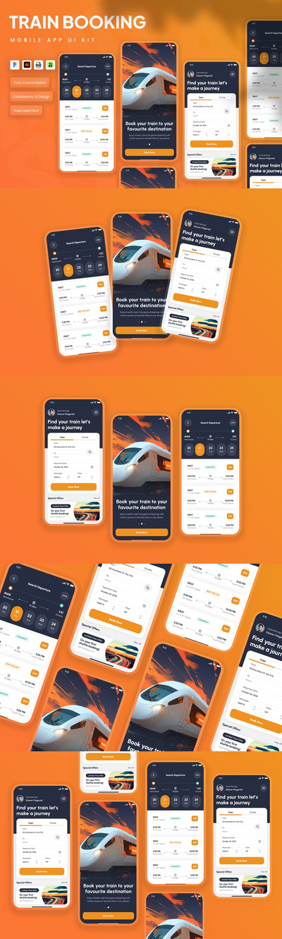 火车预订移动应用 UI 套件