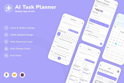 AI任务规划器移动应用UI套件