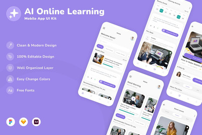 AI在线学习移动应用UI套件