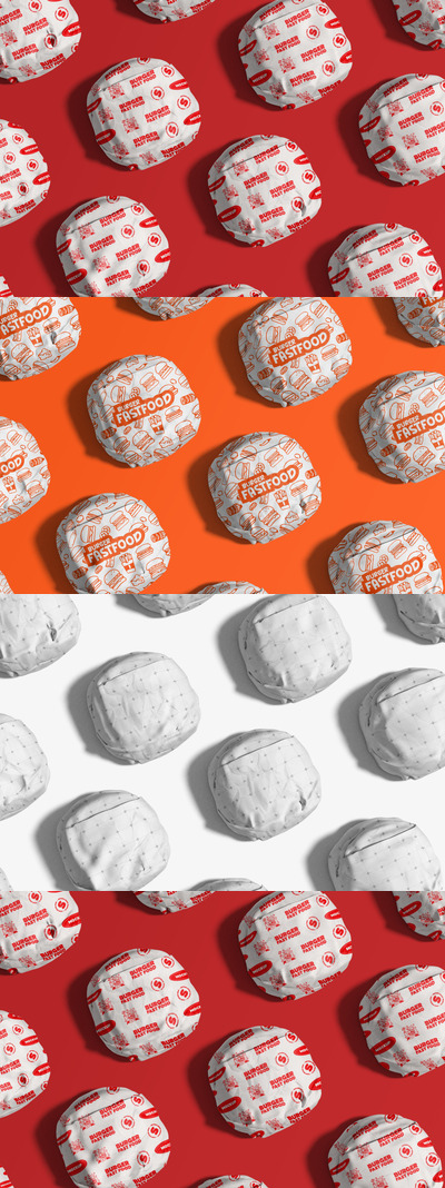 快餐汉堡包装纸样机