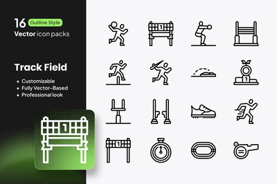 田径场图标 – 16 个矢量轮廓