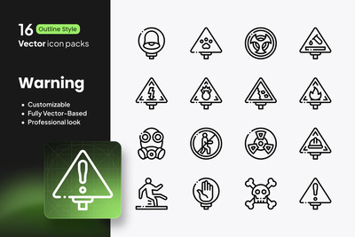 警告图标 – 16 个矢量图集