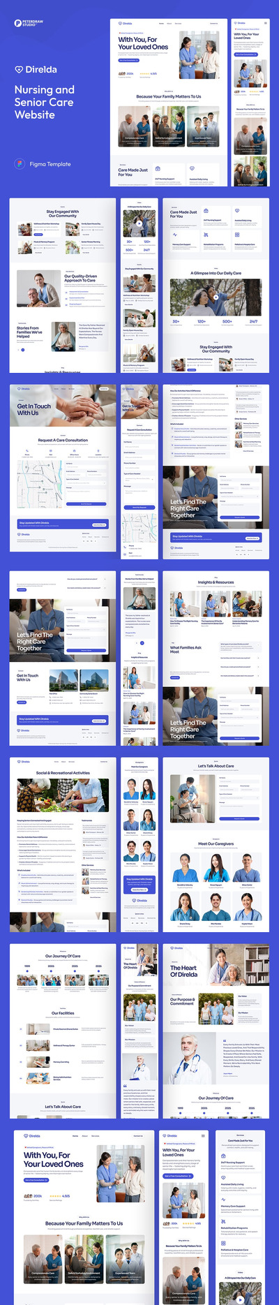 Direlda – 高级护理网站 UI Figma