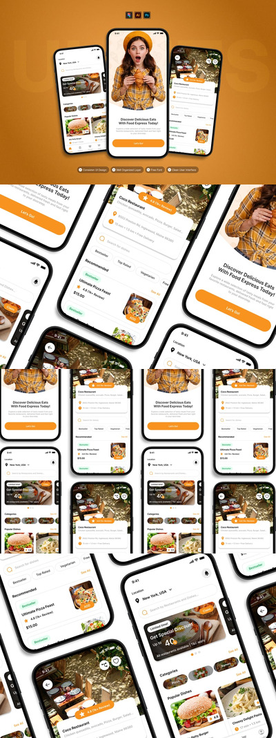 食品配送 – 移动应用 UI 套件