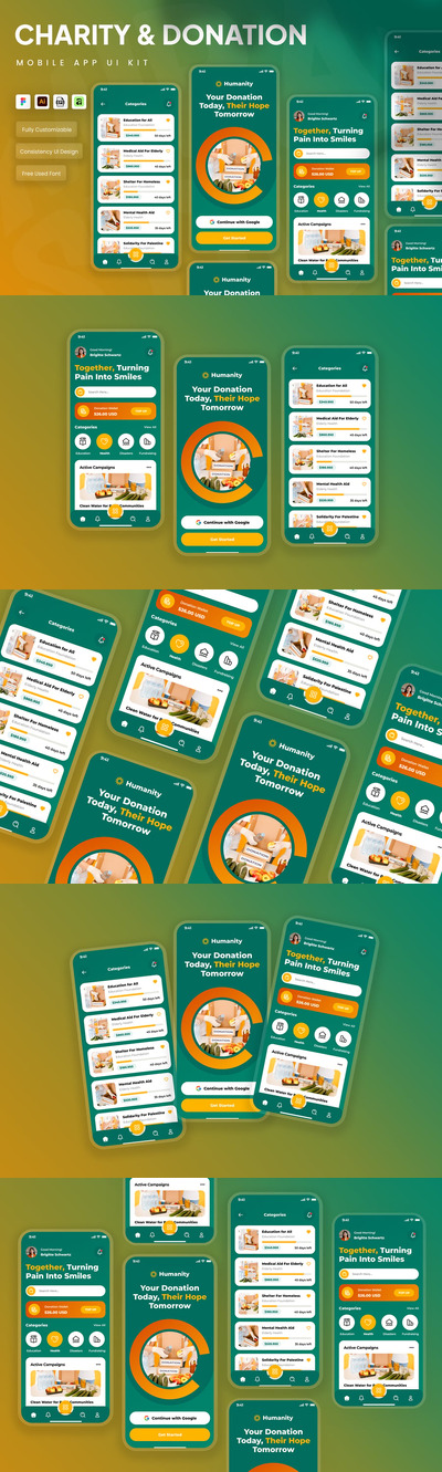 慈善与捐赠移动应用 UI 套件