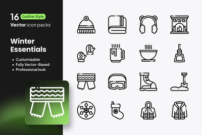 冬季必备图标 – 16 个矢量图集