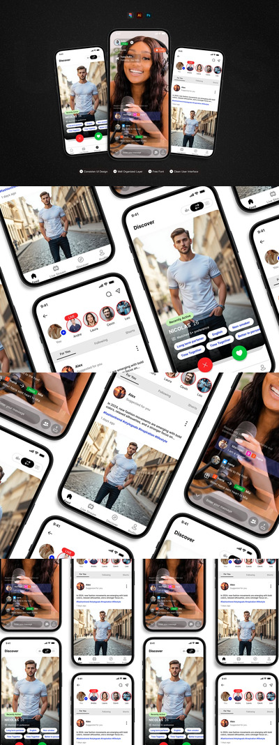 约会与社交 – 移动应用 UI 套件