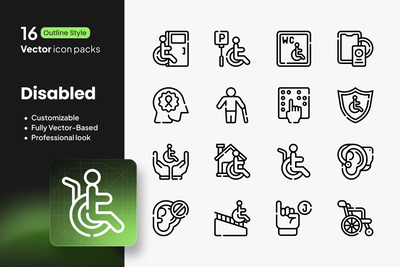 禁用图标 – 16 个矢量轮廓