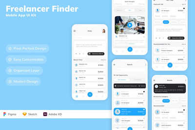自由职业者查找器移动应用 UI 套件