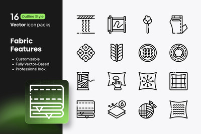 面料特征图标 – 16 个轮廓