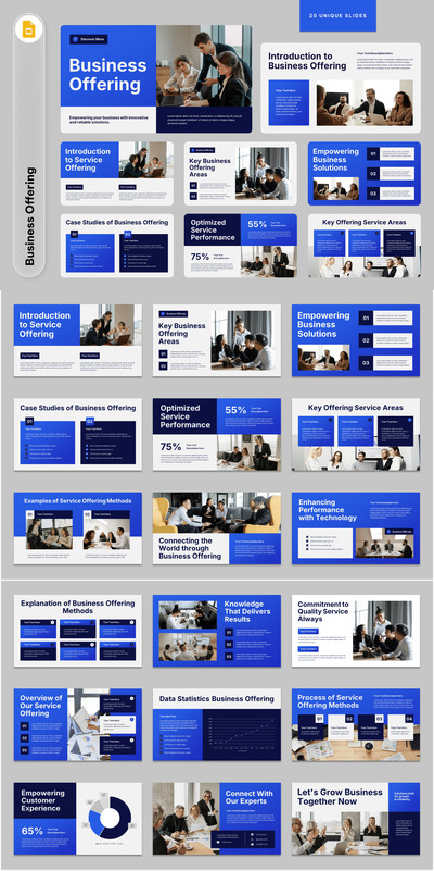 蓝色商务产品谷歌幻灯片