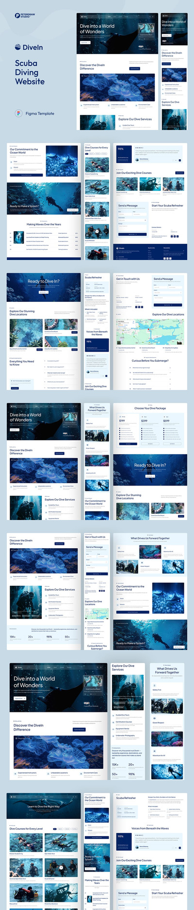 DiveIn – 水肺潜水网站 UI Figma 模板
