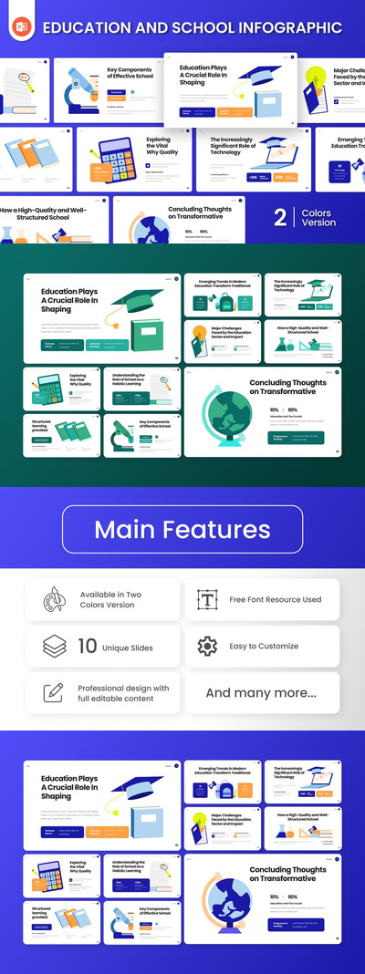教育和学校信息图表 PowerPoint