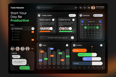 玻璃效应团队任务管理仪表盘