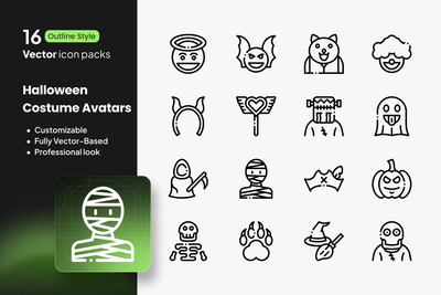 万圣节服装头像 – 16 款概览