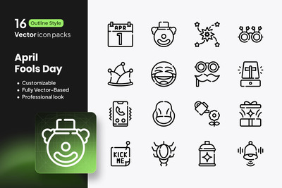 愚人节图标 – 16 个轮廓