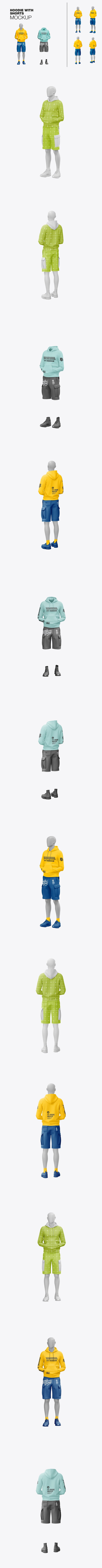 男士连帽短裤样机