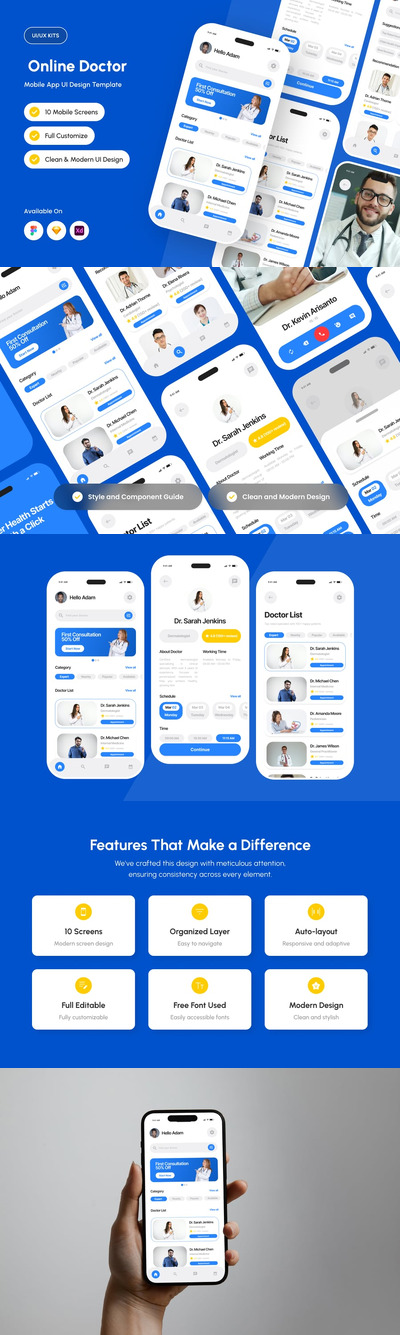 Nadi – 在线医生应用程序设计模板