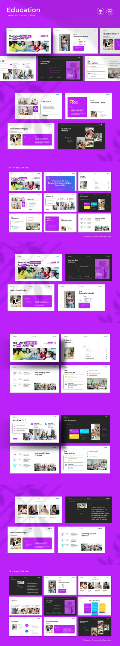 色彩缤纷的教育主题演讲模板