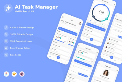 AI 任务管理器移动应用 UI 套件