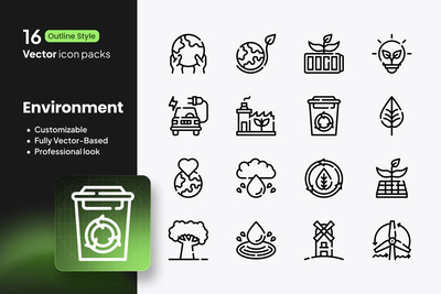 环境图标 – 16 个矢量轮廓