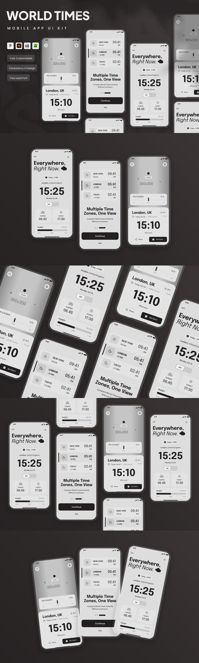 世界时间移动应用 UI 套件