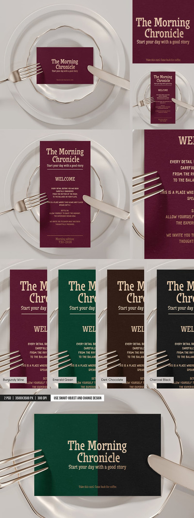 餐厅烫金卡片样机