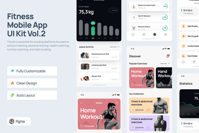 健身移动应用 UI 套件 Vol.2 – Highfits