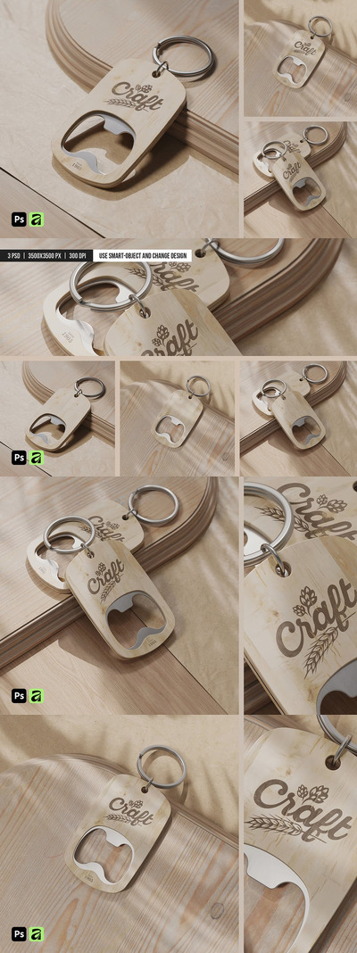 木质钥匙扣开瓶器模型