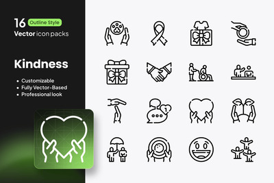 友善图标 – 16 个矢量轮廓