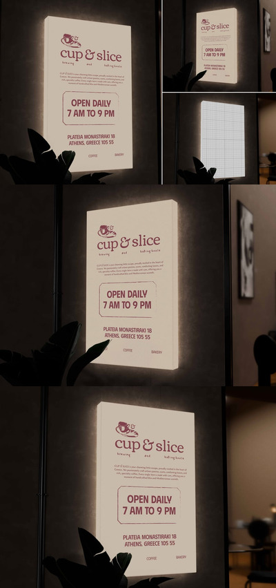 夜间咖啡馆招牌模型