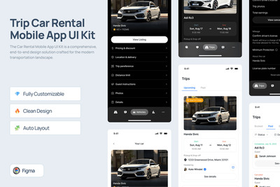 旅行租车移动应用 UI 套件 – Ridezy