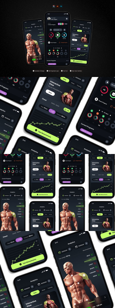 健身 – 移动应用 UI 套件