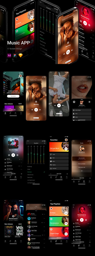 惊艳的音乐应用 UI 套件