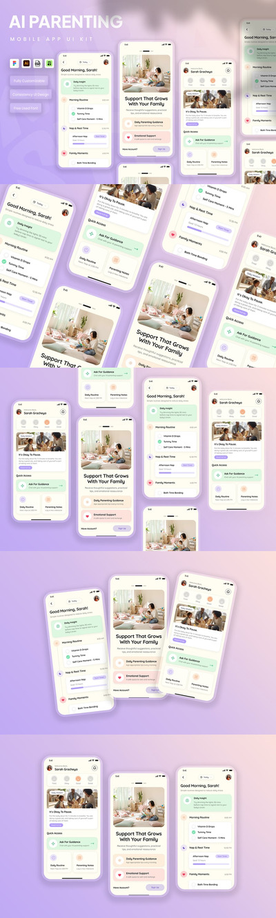AI育儿应用移动应用UI工具包