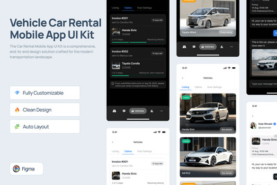 车辆租赁移动应用 UI 套件 – Ridezy